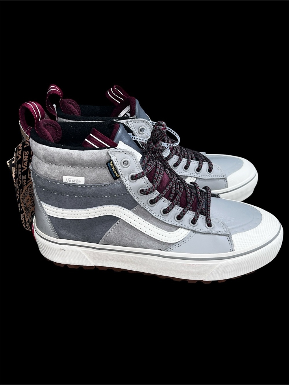 Vans Men's All Track Gray and Burgundy High-Top Sneakers size 8.5 - Picture 5 of 6
